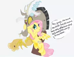 Size: 900x686 | Tagged: safe, artist:fillyblue, artist:sugarbubblegum333, derpibooru import, discord, fluttershy, discoshy, female, hilarious in hindsight, male, shipping, straight