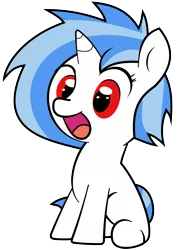 Size: 2700x3780 | Tagged: safe, artist:erockertorres, artist:valcron, derpibooru import, vinyl scratch, pony, unicorn, blank flank, female, filly, foal, high res, hooves, horn, open mouth, simple background, sitting, solo, transparent background, vector