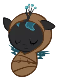 Size: 368x500 | Tagged: safe, derpibooru import, queen chrysalis, changeling, changeling queen, nymph, baby, eyes closed, female, image, png, simple background, sleeping, solo, swaddling, transparent background, younger