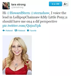 Size: 467x503 | Tagged: brony queen, derpibooru import, greatest internet moments, howard stern, human, irl, irl human, photo, safe, tara strong, twitter, word of strong