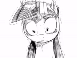 Size: 640x480 | Tagged: artist:sunibee, bust, derpibooru import, frown, monochrome, portrait, safe, scared, shivering, sketch, solo, source needed, twilight sparkle, wide eyes