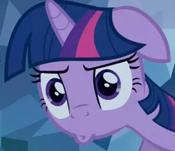 Size: 500x431 | Tagged: safe, derpibooru import, screencap, twilight sparkle, pony, unicorn, a canterlot wedding, cropped, crystal caverns, female, mare, pouting, reaction image, solo, unicorn twilight