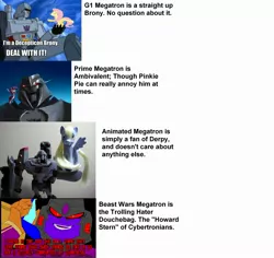 Size: 2685x2539 | Tagged: safe, derpibooru import, derpy hooves, fluttershy, pinkie pie, pegasus, pony, beast megatron, beast wars, comparison, female, high res, mare, megatron, transformers, transformers animated, transformers prime