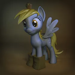 Size: 900x900 | Tagged: safe, artist:temporal333, derpibooru import, derpy hooves, pegasus, pony, 3d, 3d model, female, mare, muffin, nightmare night, paper bag wizard