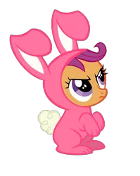 Size: 3000x3771 | Tagged: safe, artist:bronyboy, derpibooru import, scootaloo, pony, rabbit, bunny costume, bunnyloo, clothes, female, filly, high res, simple background, solo, transparent background, vector