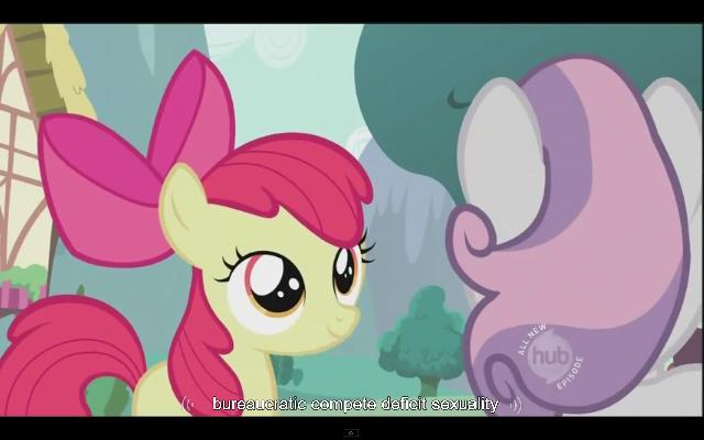 Size: 640x400 | Tagged: apple bloom, derpibooru import, safe, screencap, sweetie belle, youtube caption