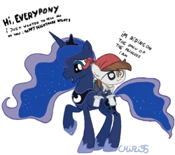 Size: 1747x1544 | Tagged: artist:chibi95, derpibooru import, dialogue, pipsqueak, pirate, ponies riding ponies, princess luna, riding, safe, simple background, transparent background