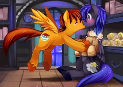 Size: 1024x724 | Tagged: safe, artist:ende26, derpibooru import, oc, unofficial characters only, pegasus, pony, cute, gay, kissing, male, shipping