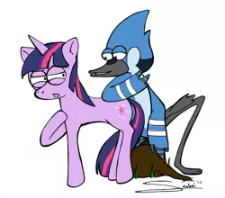 Size: 900x791 | Tagged: artist:soulveiwinterfall, crossover, crossover shipping, derpibooru import, female, male, mordecai, mordetwi, regular show, safe, shipping, straight, twilight sparkle