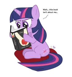 Size: 700x745 | Tagged: safe, artist:dm29, derpibooru import, twilight sparkle, pony, unicorn, book, dialogue, female, mare, namesake, reading, simple background, solo, transparent background, twilight (series), unicorn twilight