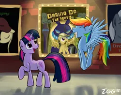 Size: 1771x1389 | Tagged: artist:tggeko, daring do, derpibooru import, duo focus, happy, movie poster, rainbow dash, safe, twilight sparkle