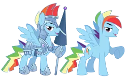 Size: 4165x2661 | Tagged: safe, artist:wicklesmack, derpibooru import, rainbow dash, pegasus, pony, the crystal empire, spoiler:s03, armor, crystal empire, jousting, lance, male, rainbow blitz, raised hoof, rule 63, simple background, solo, stallion, transparent background, vector
