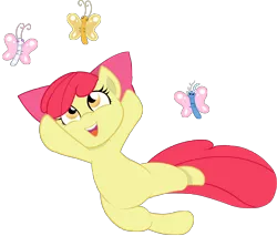 Size: 5318x4528 | Tagged: safe, artist:joemasterpencil, artist:joey darkmeat, derpibooru import, apple bloom, discord, butterfly, earth pony, pony, absurd resolution, female, filly, foal, simple background, transparent background