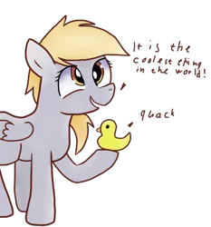 Size: 700x750 | Tagged: safe, artist:joemasterpencil, derpibooru import, derpy hooves, pegasus, pony, dialogue, female, mare, rubber duck, simple background, solo, transparent background