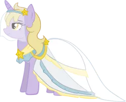 Size: 1436x1161 | Tagged: safe, artist:ludiculouspegasus, derpibooru import, dinky hooves, pony, unicorn, clothes, dress, female, mare, older, older dinky hooves, simple background, smiling, solo, transparent background, veil, wedding dress