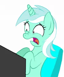 Size: 900x1084 | Tagged: artist:kukilunestar, artist:lowhitney, computer, derpibooru import, lyra heartstrings, reaction image, safe, scared