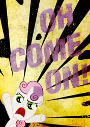 Size: 900x1273 | Tagged: artist:skeptic-mousey, derpibooru import, hearts and hooves day, hearts and hooves day (episode), oh come on, poster, safe, sweetie belle, typography