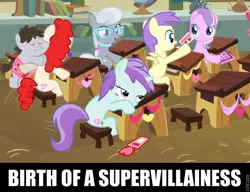 Size: 722x554 | Tagged: safe, derpibooru import, edit, edited screencap, screencap, alula, diamond tiara, liza doolots, petunia, silver spoon, tootsie flute, truffle shuffle, twist, earth pony, pony, hearts and hooves day (episode), background pony, classroom, colt, cropped, depressed, female, filly, glasses, hearts and hooves day, male