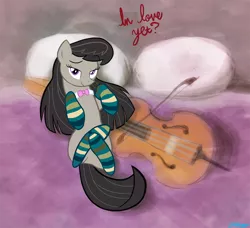 Size: 1000x910 | Tagged: artist:willdrawforfood1, clothes, derpibooru import, female, octavia melody, socks, solo, solo female, striped socks, suggestive