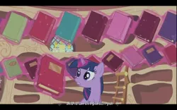 Size: 640x400 | Tagged: derpibooru import, safe, screencap, secret of my excess, twilight sparkle, youtube caption