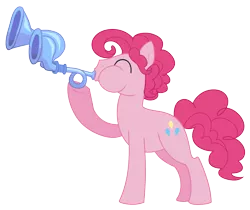 Size: 3565x2995 | Tagged: safe, artist:wicklesmack, derpibooru import, pinkie pie, earth pony, pony, the crystal empire, spoiler:s03, bubble berry, crystal empire, eyes closed, flugelhorn, high res, male, musical instrument, rule 63, simple background, solo, stallion, transparent background, trumpet, vector