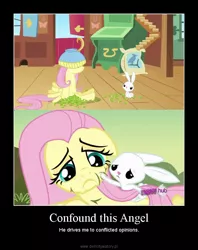 Size: 700x883 | Tagged: angel bunny, demotivational poster, derpibooru import, fluttershy, hurricane fluttershy, meme, putting your hoof down, safe, screencap