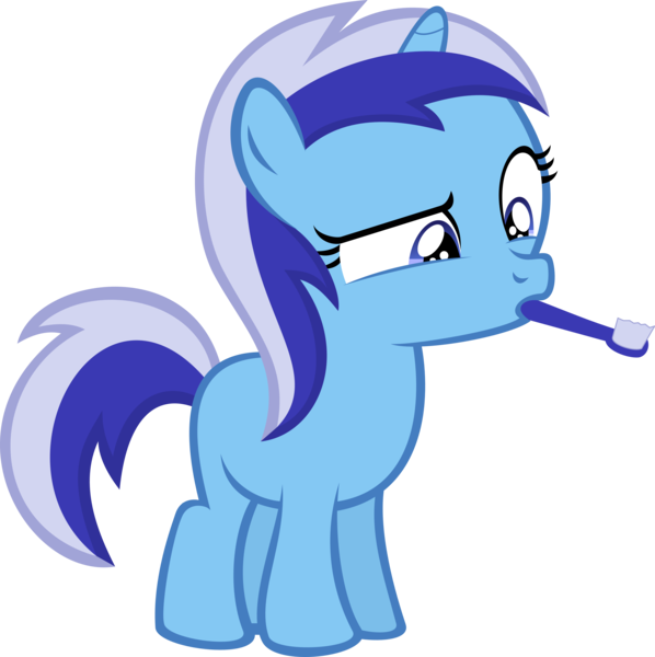 Size: 6000x6025 | Tagged: absurd resolution, artist:flizzick, brushie, derpibooru import, filly, minuette, safe, simple background, solo, toothbrush, transparent background, vector