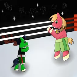 Size: 2000x2000 | Tagged: safe, artist:smashingaeon, derpibooru import, big macintosh, ponified, earth pony, pony, boxing, crossover, doc louis, high res, implied pun, little mac (punch out), male, punch out, stallion