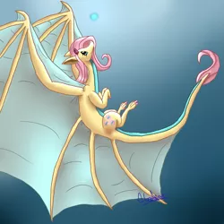 Size: 2653x2653 | Tagged: artist:heatherblaze725, blue background, derpibooru import, dragon, dragonified, flutterdragon, fluttershy, high res, large wings, safe, simple background, solo, source needed, species swap, useless source url, wings