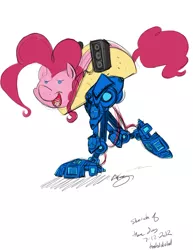 Size: 638x825 | Tagged: safe, artist:bunnimation, derpibooru import, madame le flour, pinkie pie, mech, not salmon, taco, wat