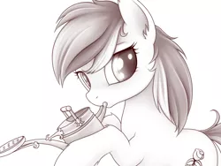 Size: 800x600 | Tagged: artist:rainbow, derpibooru import, monochrome, roseluck, safe, solo