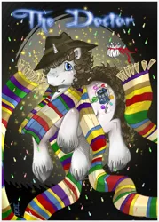 Size: 1020x1424 | Tagged: artist:kiko, candy, clothes, derpibooru import, doctor who, fourth doctor, hat, ponibooru import, ponified, safe, scarf