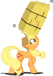 Size: 3384x4815 | Tagged: applejack, artist:archonitianicsmasher, balancing, derpibooru import, hay bale, ponies balancing stuff on their nose, safe, simple background, solo, transparent background, vector