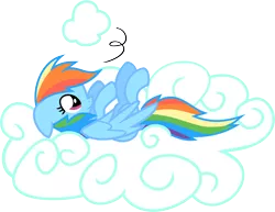 Size: 4017x3102 | Tagged: safe, artist:archonitianicsmasher, derpibooru import, rainbow dash, pegasus, pony, cloud, on a cloud, on back, playing, simple background, solo, transparent background