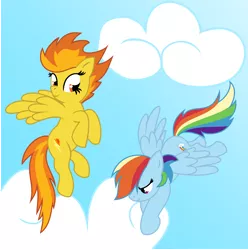 Size: 4826x4866 | Tagged: absurd resolution, artist:archonitianicsmasher, cloud, cloudy, derpibooru import, duo, flying, rainbow dash, safe, spitfire, vector