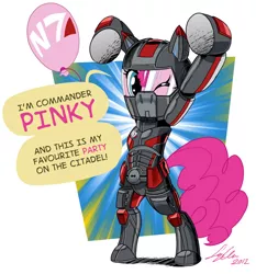 Size: 896x960 | Tagged: armor, artist:crikeydave, crossover, derpibooru import, mass effect, n7, n7 armor, parody, pinkie pie, safe