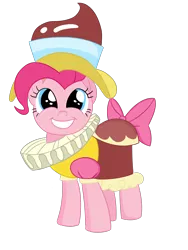 Size: 1500x2000 | Tagged: safe, artist:dragonfoorm, derpibooru import, chancellor puddinghead, pinkie pie, earth pony, pony, hearth's warming eve (episode), brilliant face, ruff (clothing), simple background, solo, transparent background