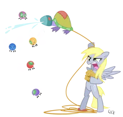 Size: 720x684 | Tagged: safe, artist:yikomega, derpibooru import, derpy hooves, parasprite, pegasus, pony, female, mare