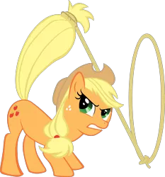 Size: 2620x2811 | Tagged: applejack, artist:fluttershyluv, derpibooru import, high res, lasso, safe, simple background, solo, transparent background, vector