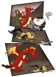 Size: 5675x7830 | Tagged: absurd resolution, artist:shadowdark3, crossover, daring do, derpibooru import, dragon, elendil, fellowship is magic, garble, isildur, lord of the rings, narsil, safe, sauron, sword, the one ring