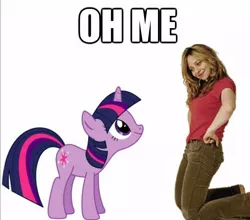 Size: 614x540 | Tagged: caption, derpibooru import, funny, human, meme, pun, safe, tara strong, twilight sparkle, voice actor joke