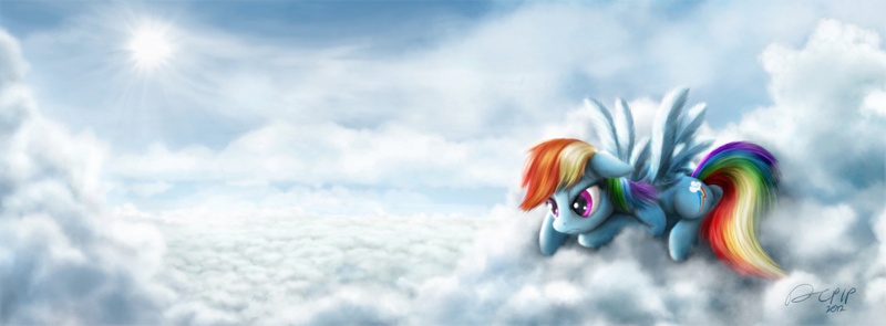 Size: 2128x785 | Tagged: artist:dcpip, cloud, cloudy, derpibooru import, rainbow dash, safe, solo