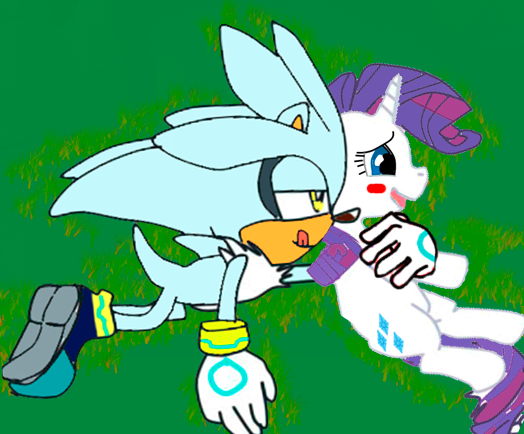 Size: 524x434 | Tagged: artist:kaiamurosesei, crossover, crossover shipping, derpibooru import, female, interspecies, love, male, old version, rarity, safe, shipping, silvarity, silver the hedgehog, sonic the hedgehog (series), straight