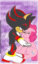 Size: 401x677 | Tagged: artist:kaiamurosesei, crossover, crossover shipping, derpibooru import, female, interspecies, love, male, pinkie pie, safe, shadow, shadow the hedgehog, shadpie, shipping, sonic the hedgehog (series), straight