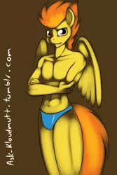 Size: 1280x1920 | Tagged: 30 minute art challenge, anthro, artist:kloudmutt, bare chest, clothes, derpibooru import, firestorm, male, rule 63, solo, solo male, spitfire, suggestive, topless, underwear