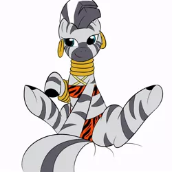 Size: 900x900 | Tagged: artist:kloudmutt, bikini, bra, bra on pony, clothes, derpibooru import, panties, safe, striped underwear, swimsuit, underwear, zebra, zecora