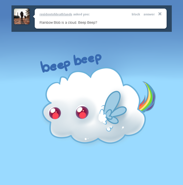 Size: 749x756 | Tagged: artist:pekou, ask, ask my little chubbies, beep beep, blob, chubbie, cloud, cute, derpibooru import, rainbow dash, safe