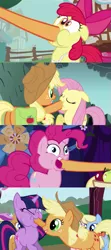 Size: 639x1439 | Tagged: safe, derpibooru import, edit, edited screencap, screencap, apple bloom, applejack, fluttershy, pinkie pie, twilight sparkle, earth pony, pegasus, pony, unicorn, call of the cutie, dragonshy, friendship is magic, eyes closed, female, floppy ears, hoof in mouth, hoofjack, image, mare, png, unicorn twilight