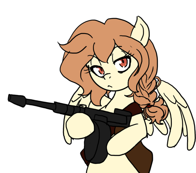 Size: 884x779 | Tagged: artist:the-orator, derpibooru import, gun, oc, oc:whirly willow, safe, solo, tommy gun, unofficial characters only