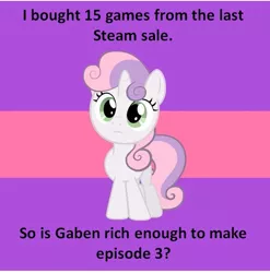 Size: 599x606 | Tagged: derpibooru import, gabe newell, half-life, image macro, question, safe, sweetie belle